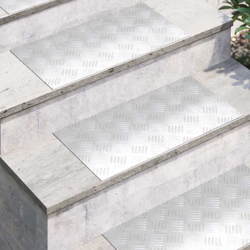 Stepenica Pravokutni 4 pcs Srebrno 60 x 30 cm Aluminij