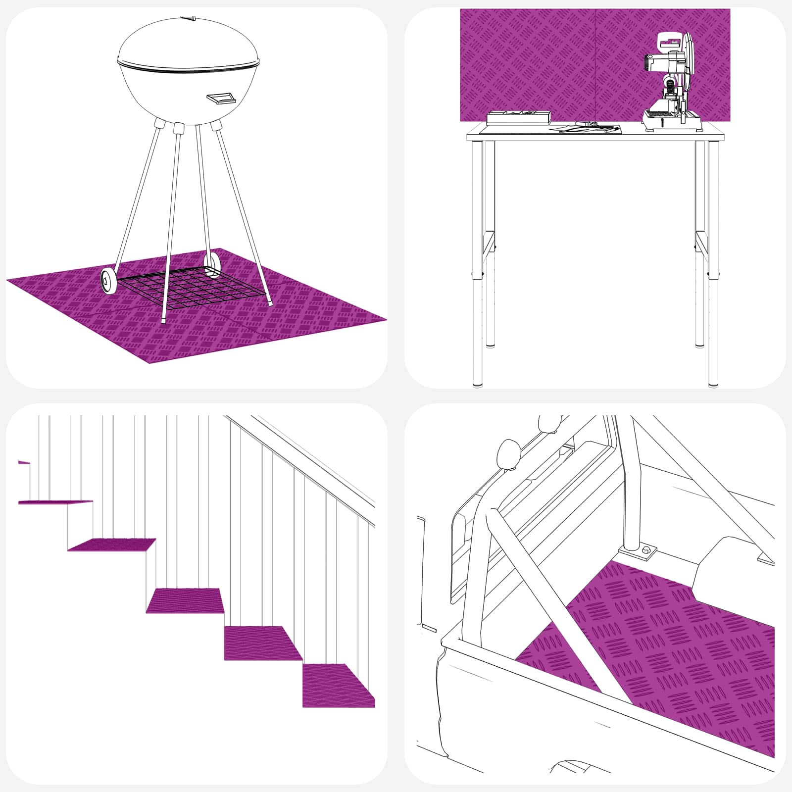 Stepenica Pravokutni 4 pcs Srebrno 50 x 40 cm Aluminij