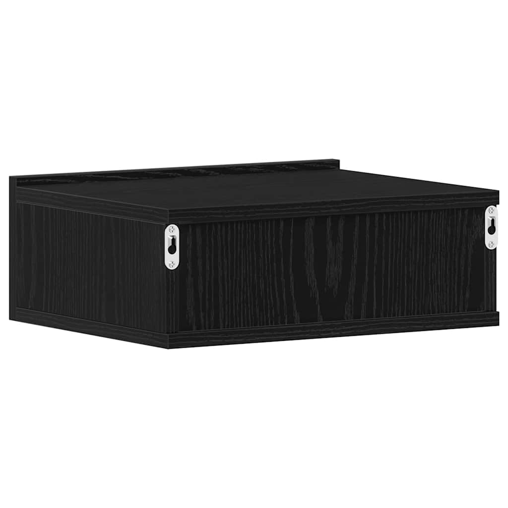 Plutajući noćni ormarić crni hrast 40x32x15 cm inženjerski drvo