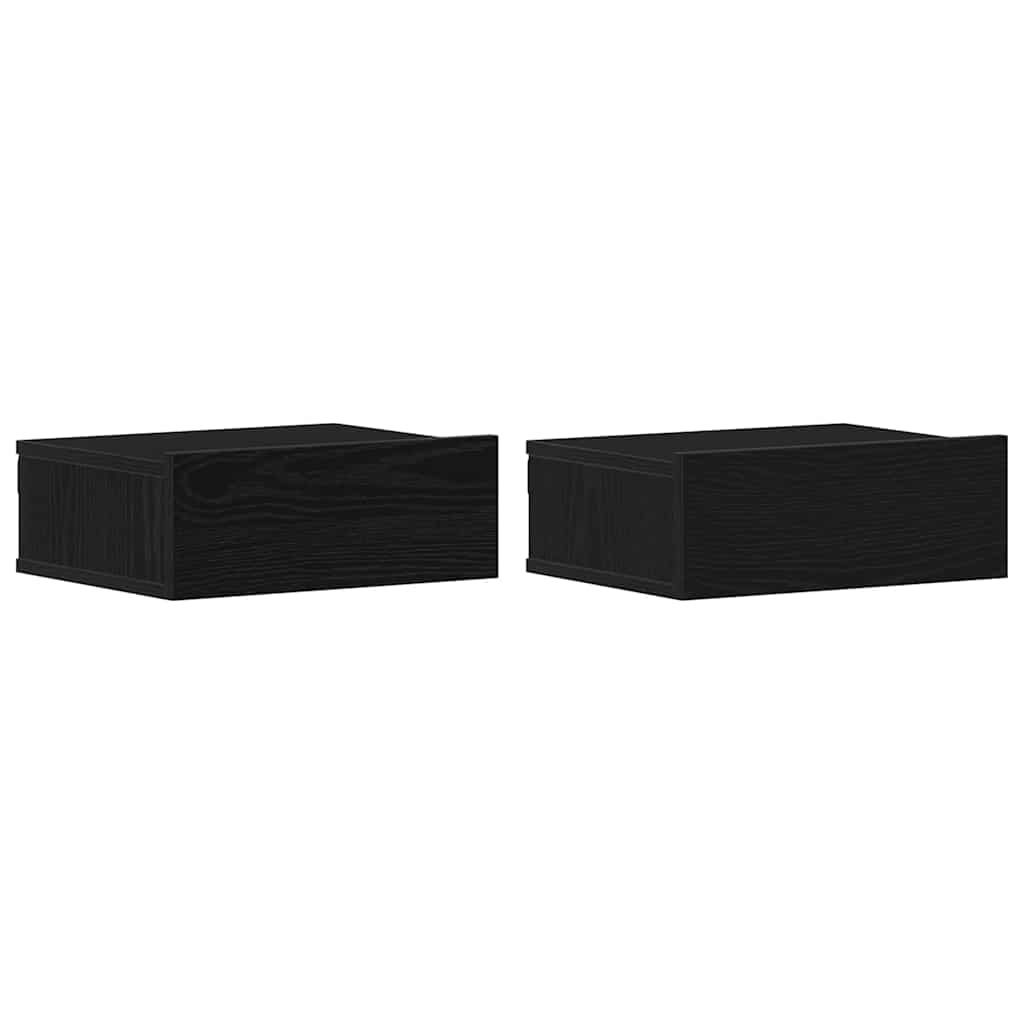 Plutajući noćni ormarići 2 kom. crni hrast 40x32x15 cm inženjerski drvo