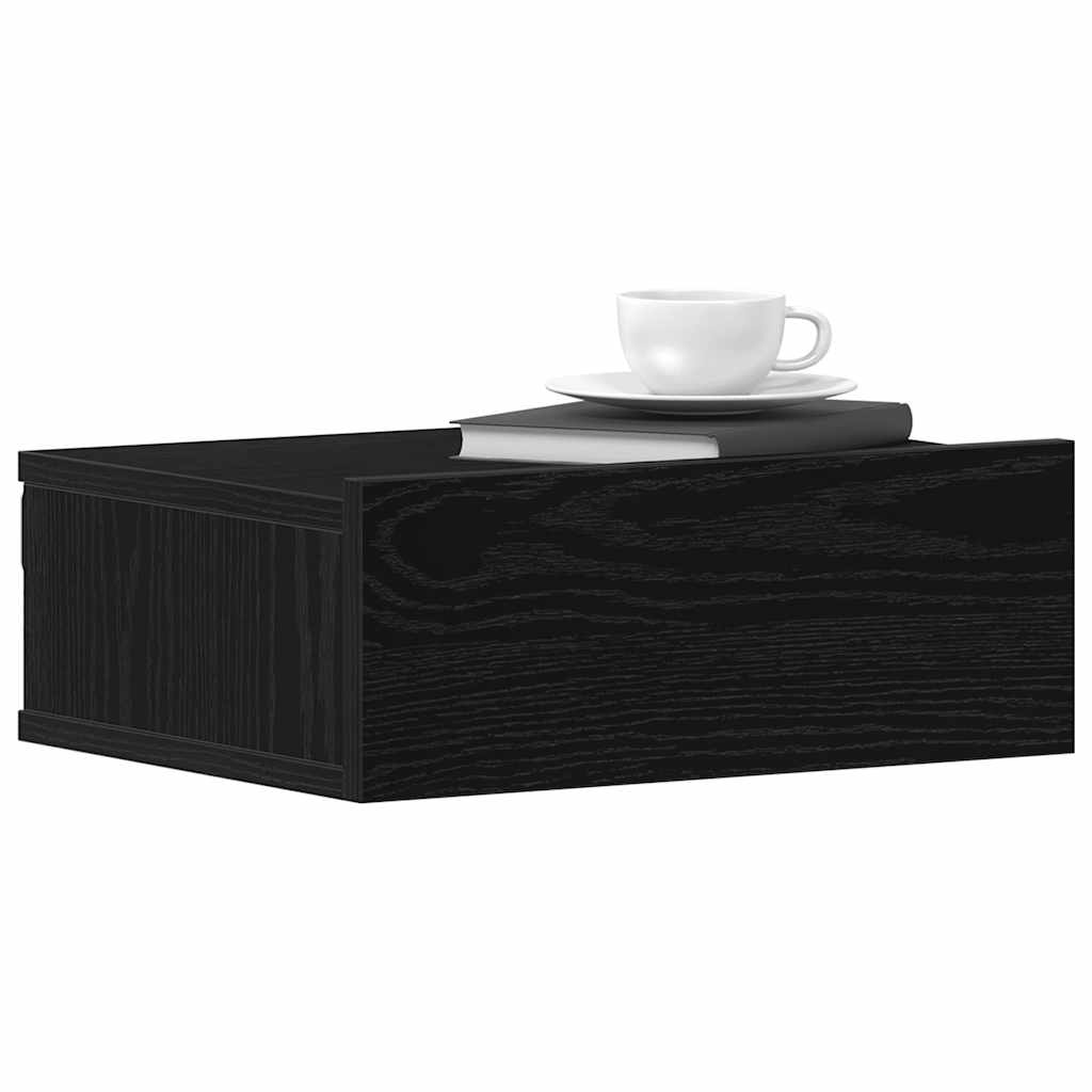 Plutajući noćni ormarići 2 kom. crni hrast 40x32x15 cm inženjerski drvo