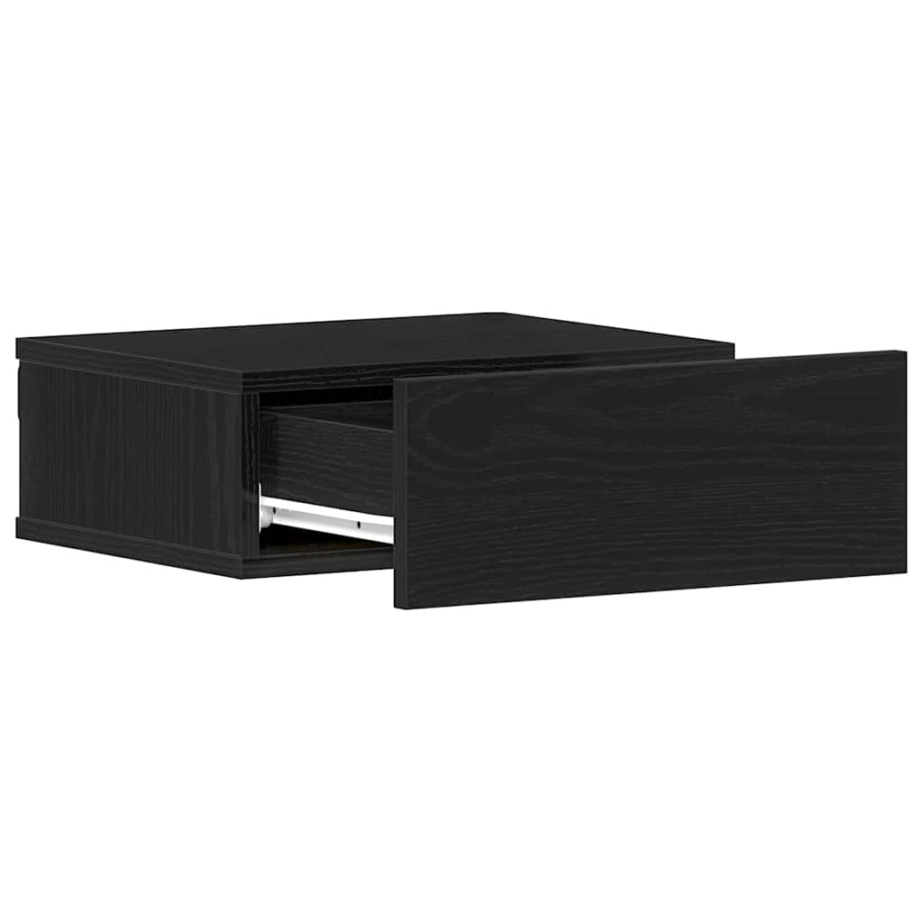 Plutajući noćni ormarići 2 kom. crni hrast 40x32x15 cm inženjerski drvo