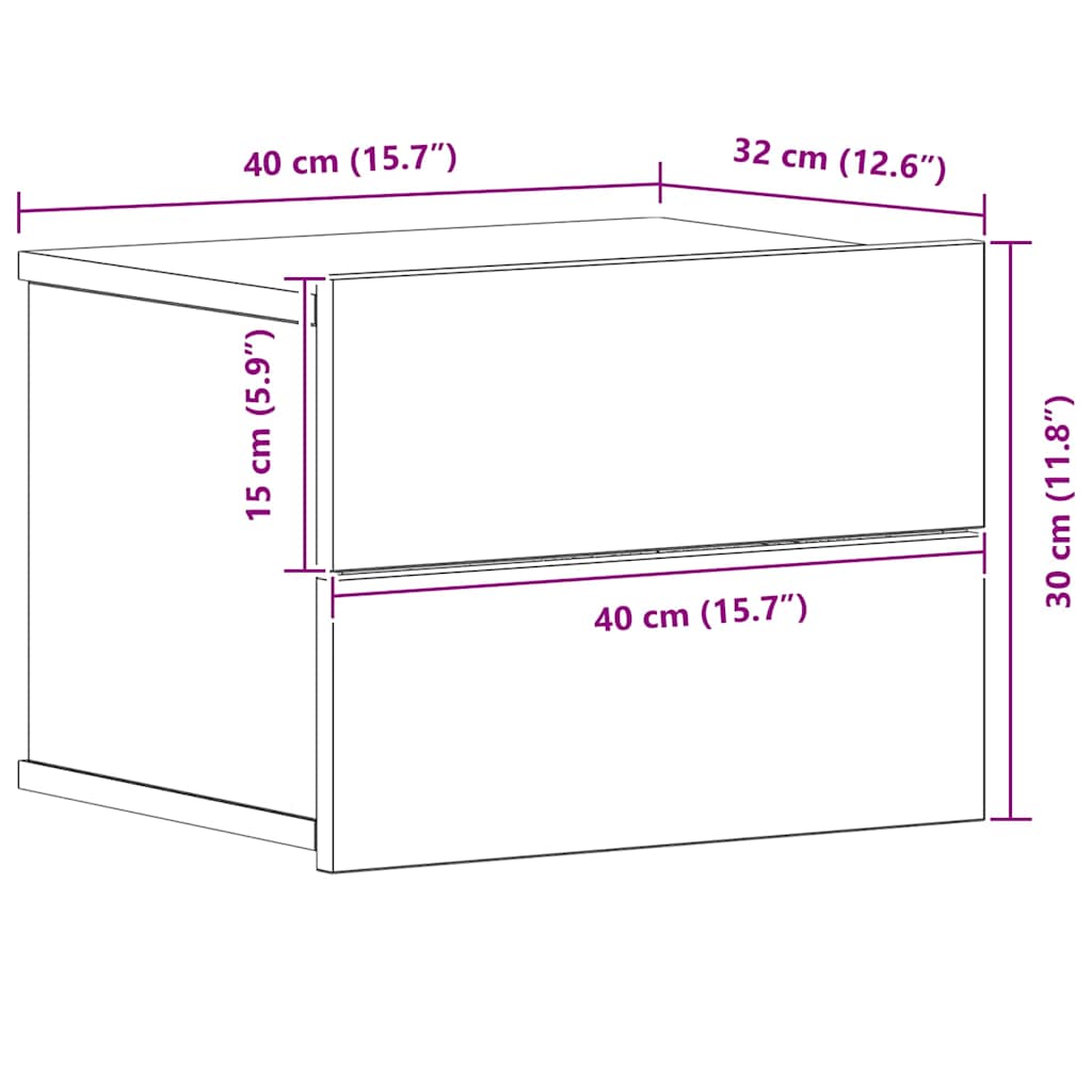 Noćni ormar 2 pcs Crni hrast 40 x 30 x 30 cm Konstruirano drvo