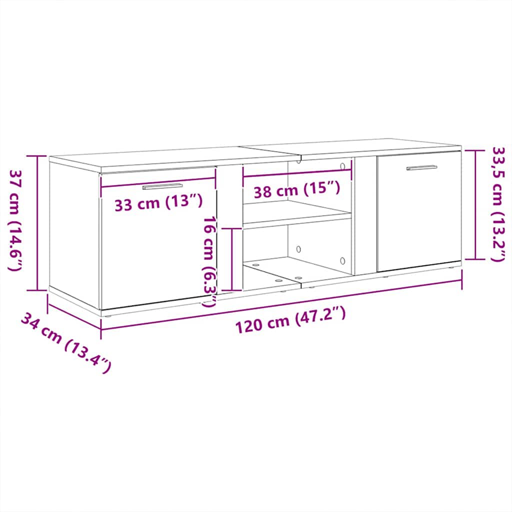 TV ormarić crni hrast 120x34x37 cm inženjerski drvo