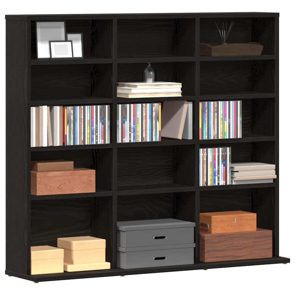 Ormarić za CD-ove crni hrast 100x23x89,5 cm inženjerski drvo