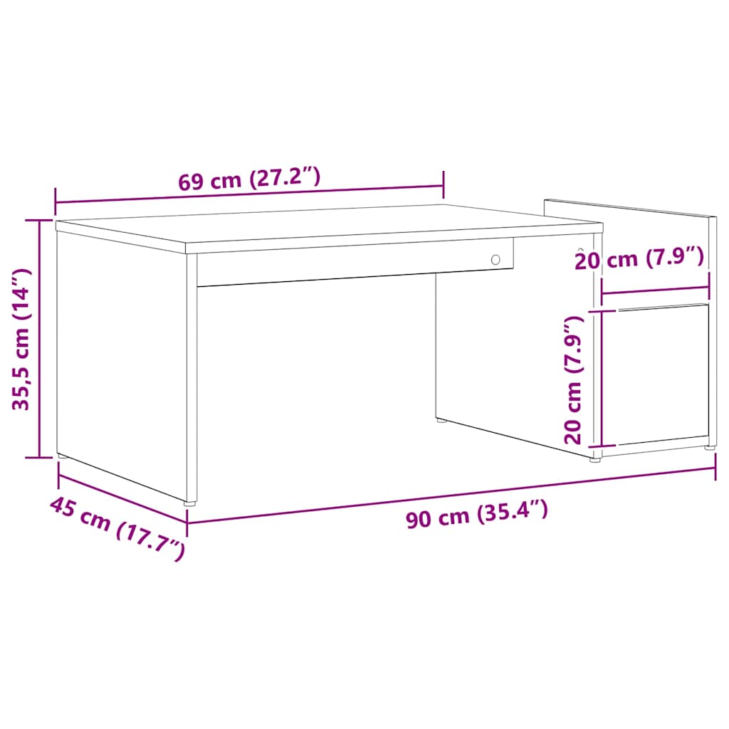 Kava Stol Crni hrast 90 x 45 x 35 cm Konstruirano drvo