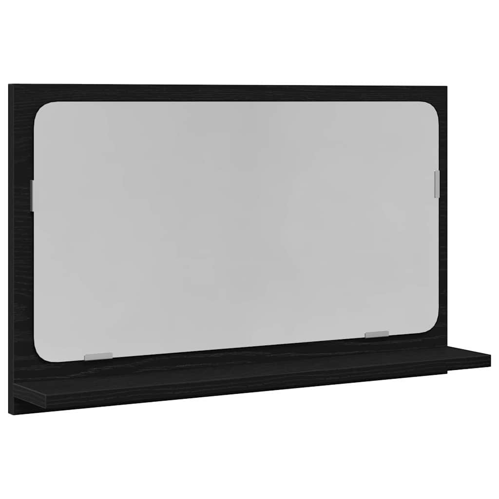 Ogledalo Polica Crni hrast 60 x 10,5 x 37 cm Konstruirano drvo