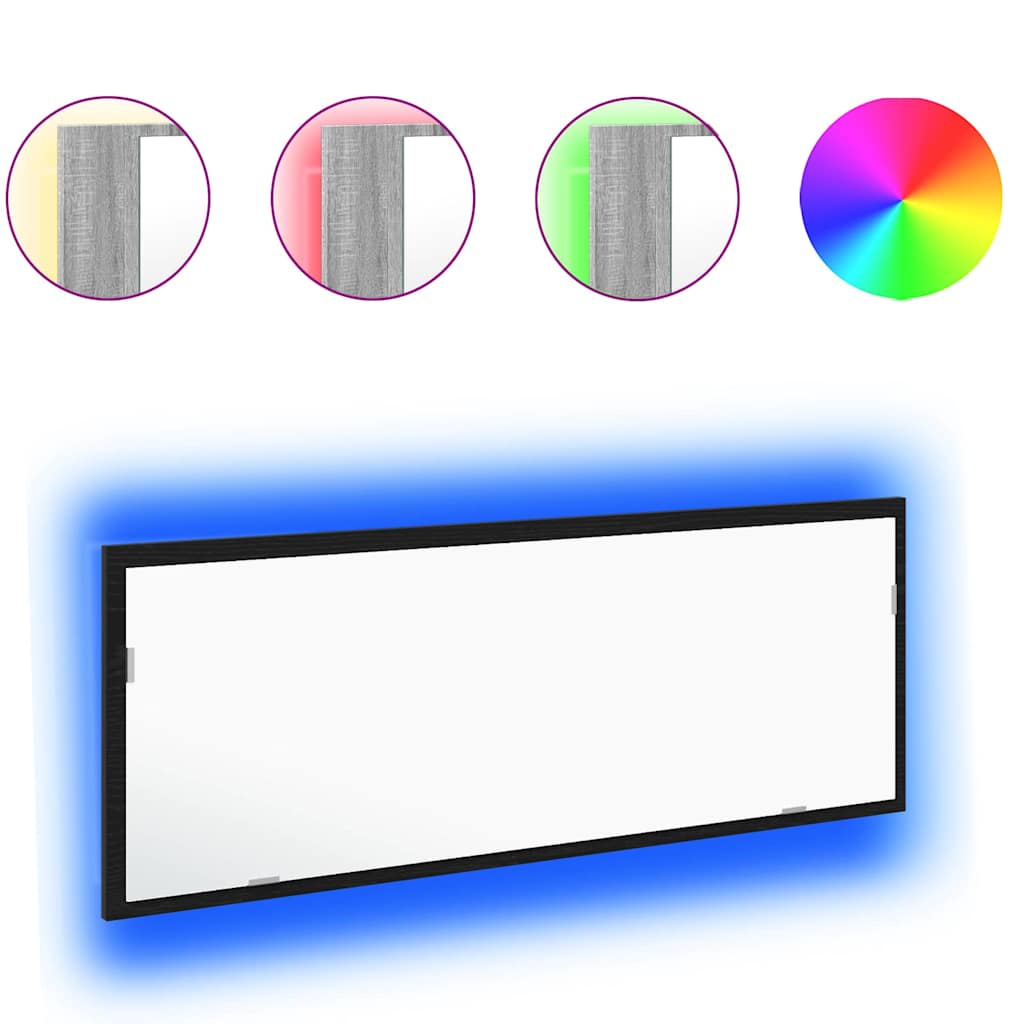 LED kupaonsko ogledalo Zidne Crni hrast 100 x 8,5 x 37 cm Stakl