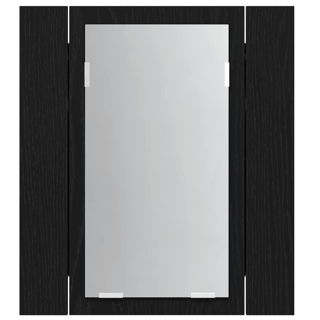LED kupaonski ormarić s ogledalom crni hrast 40x12x45 cm inženjerski drvo