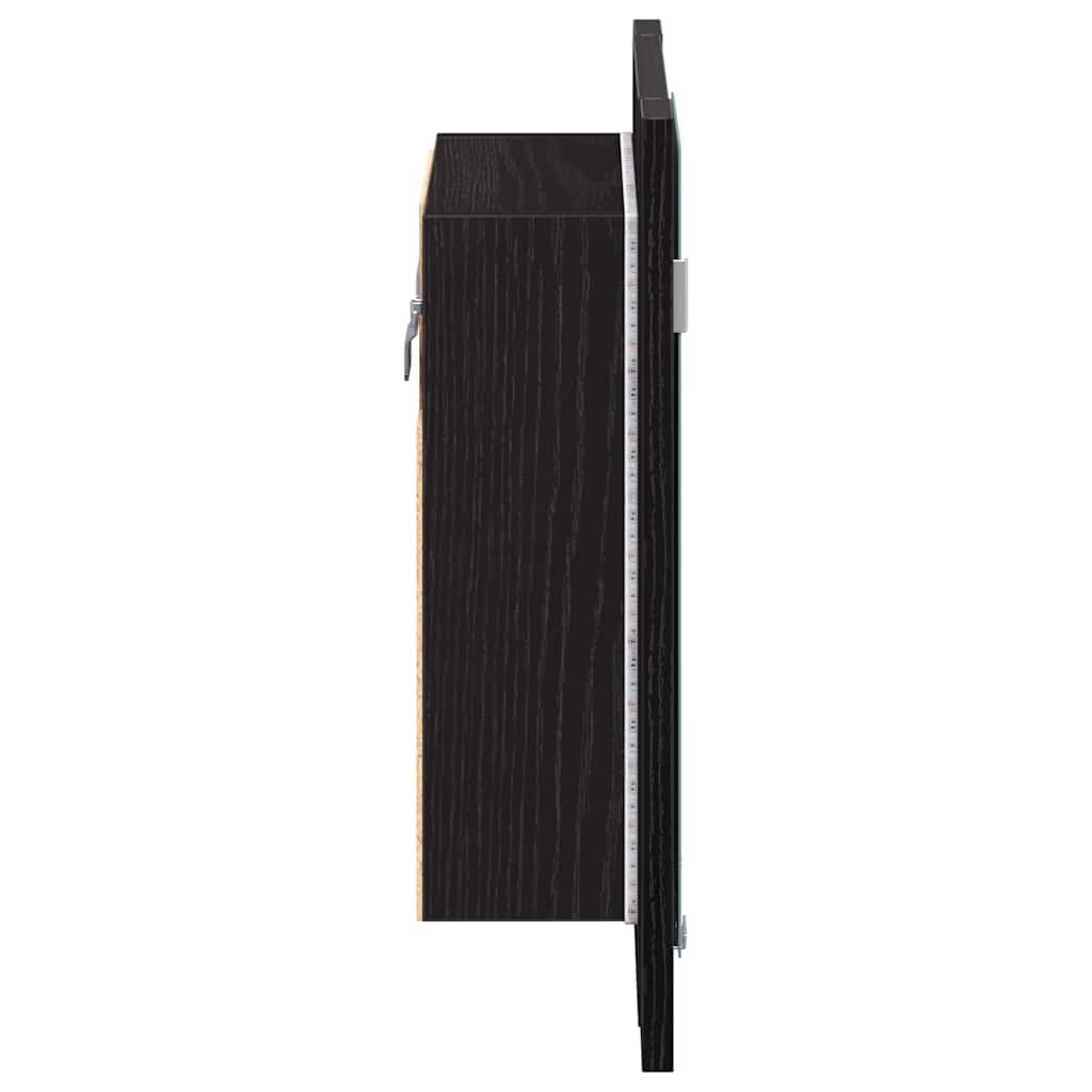 LED kupaonski ormarić s ogledalom crni hrast 40x12x45 cm inženjerski drvo
