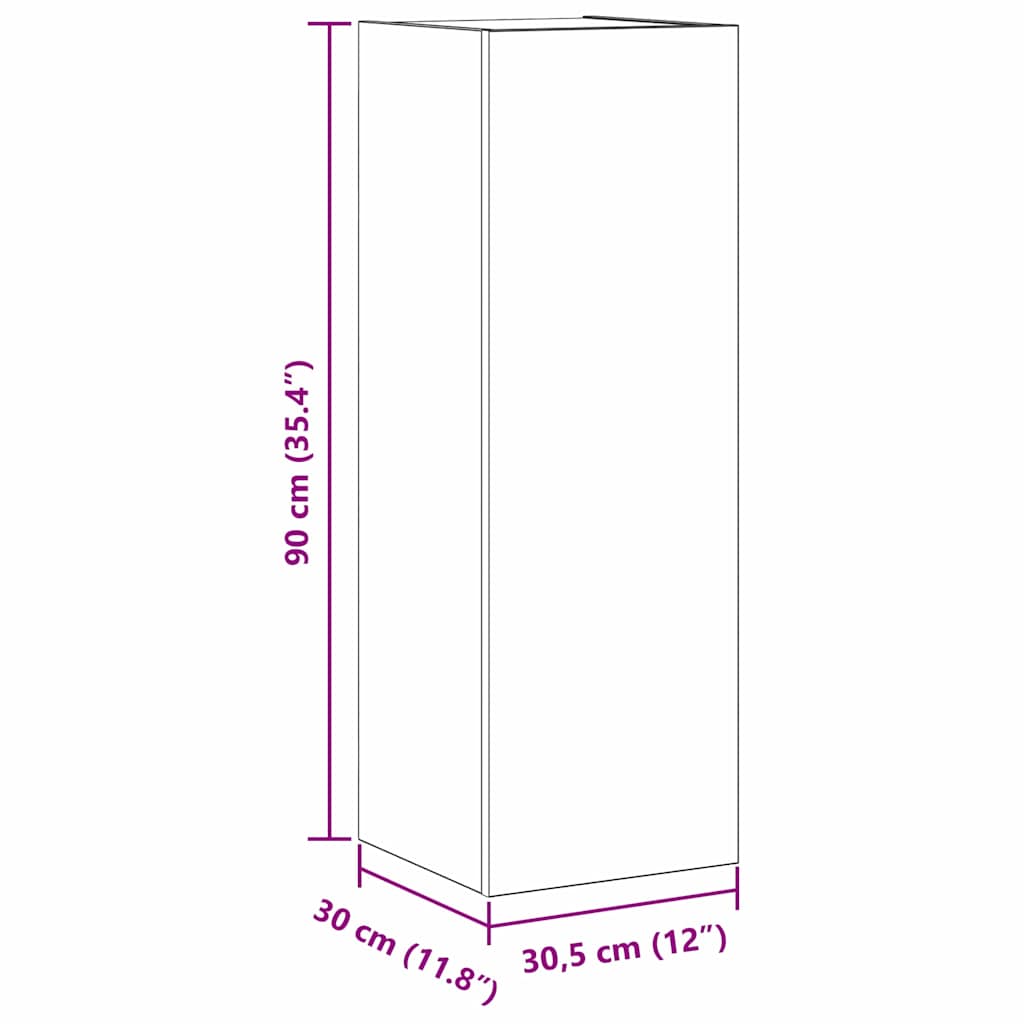 TV Kabinet za Zid Zidne Crni hrast 30,5 x 30 x 90 cm