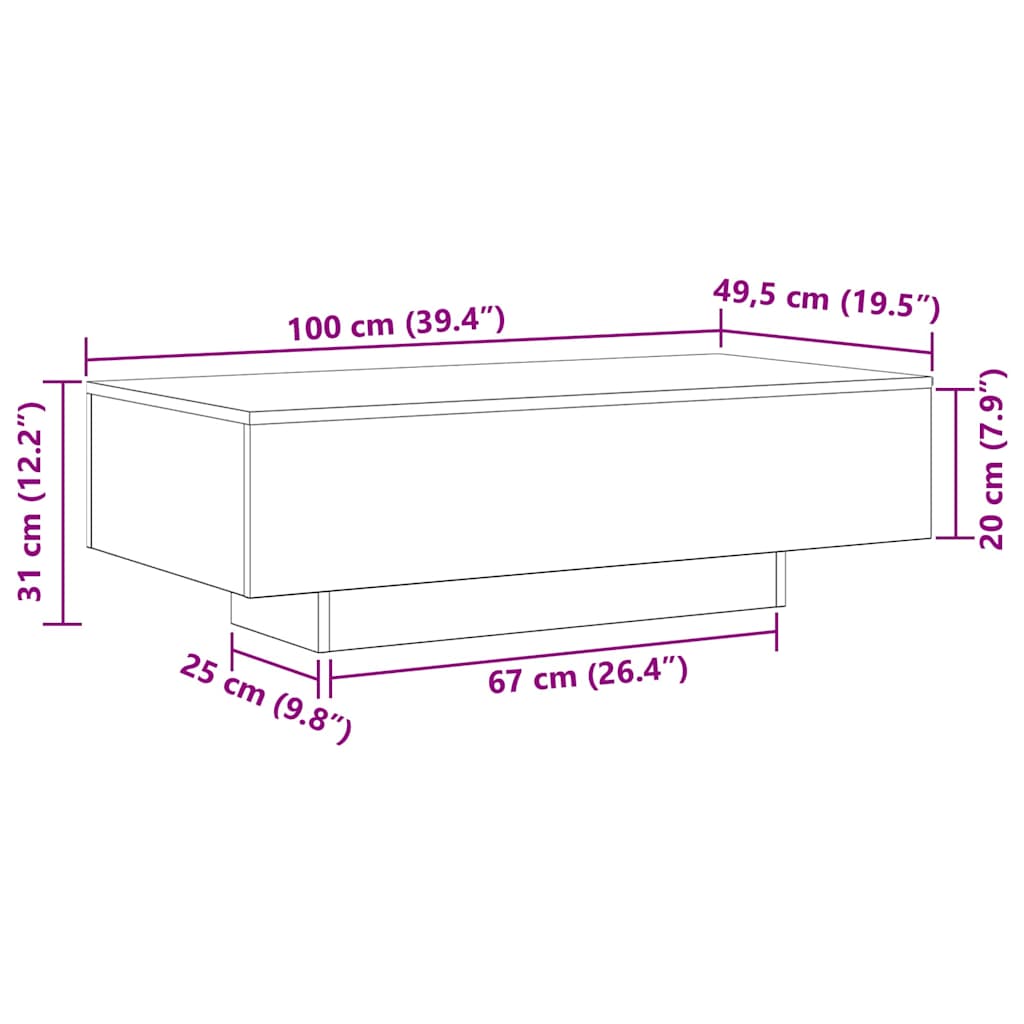 Kava Stol Crni hrast 100 x 49,5 x 31 cm Konstruirano drvo