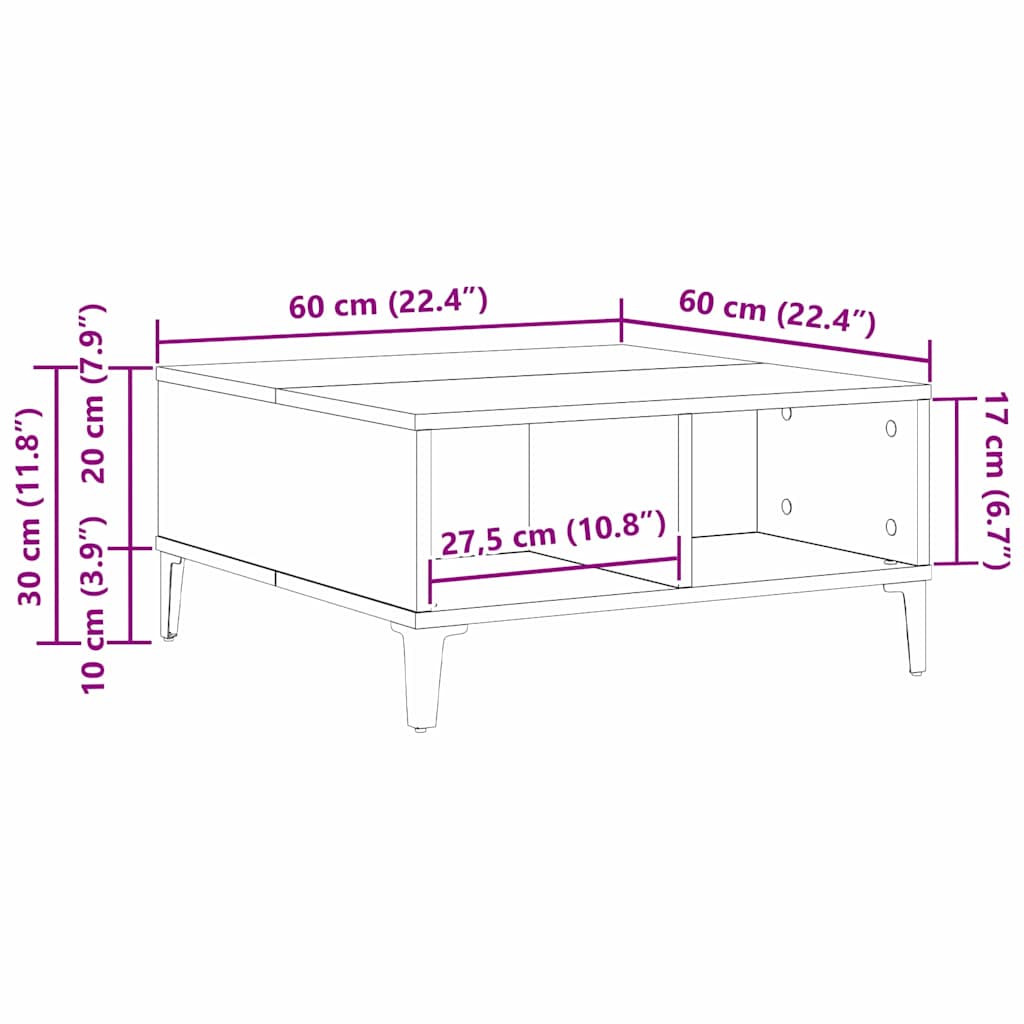 Kava Stol Crni hrast 60 x 60 x 30 cm