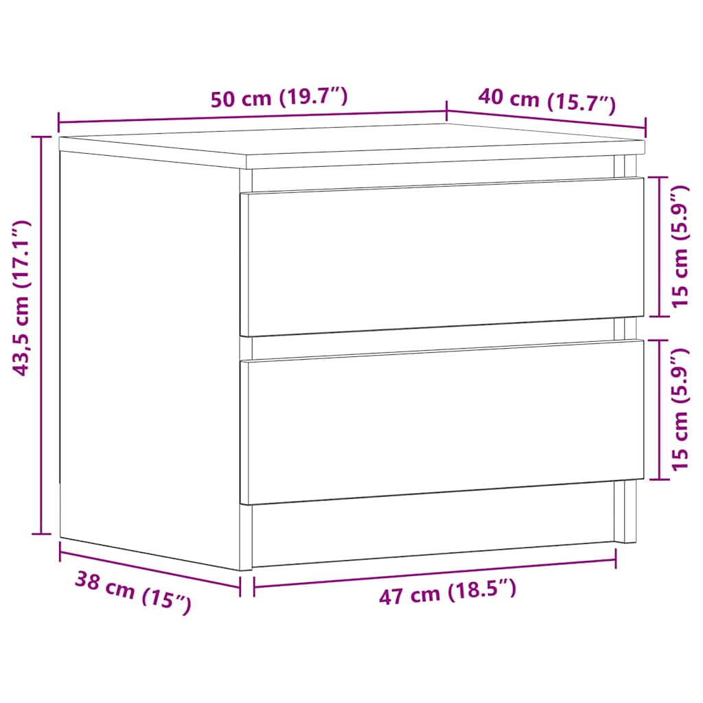 Noćni ormar s ladicama 2 pcs Crni hrast 50 x 40 x 43,5 cm