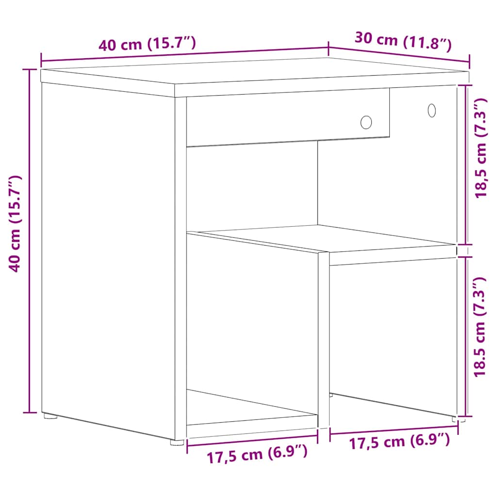Noćni ormar Crni hrast 40 x 30 x 40 cm Konstruirano drvo