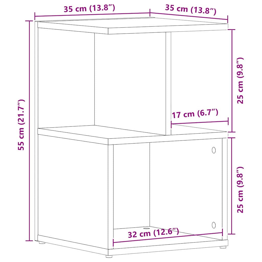 Noćni ormar 2 pcs Crni hrast 35 x 35 x 55 cm Konstruirano drvo