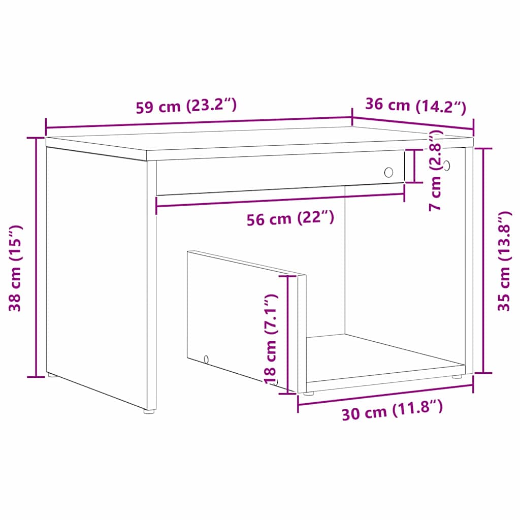 Bocni stol Crni hrast 59 x 36 x 38 cm Konstruirano drvo