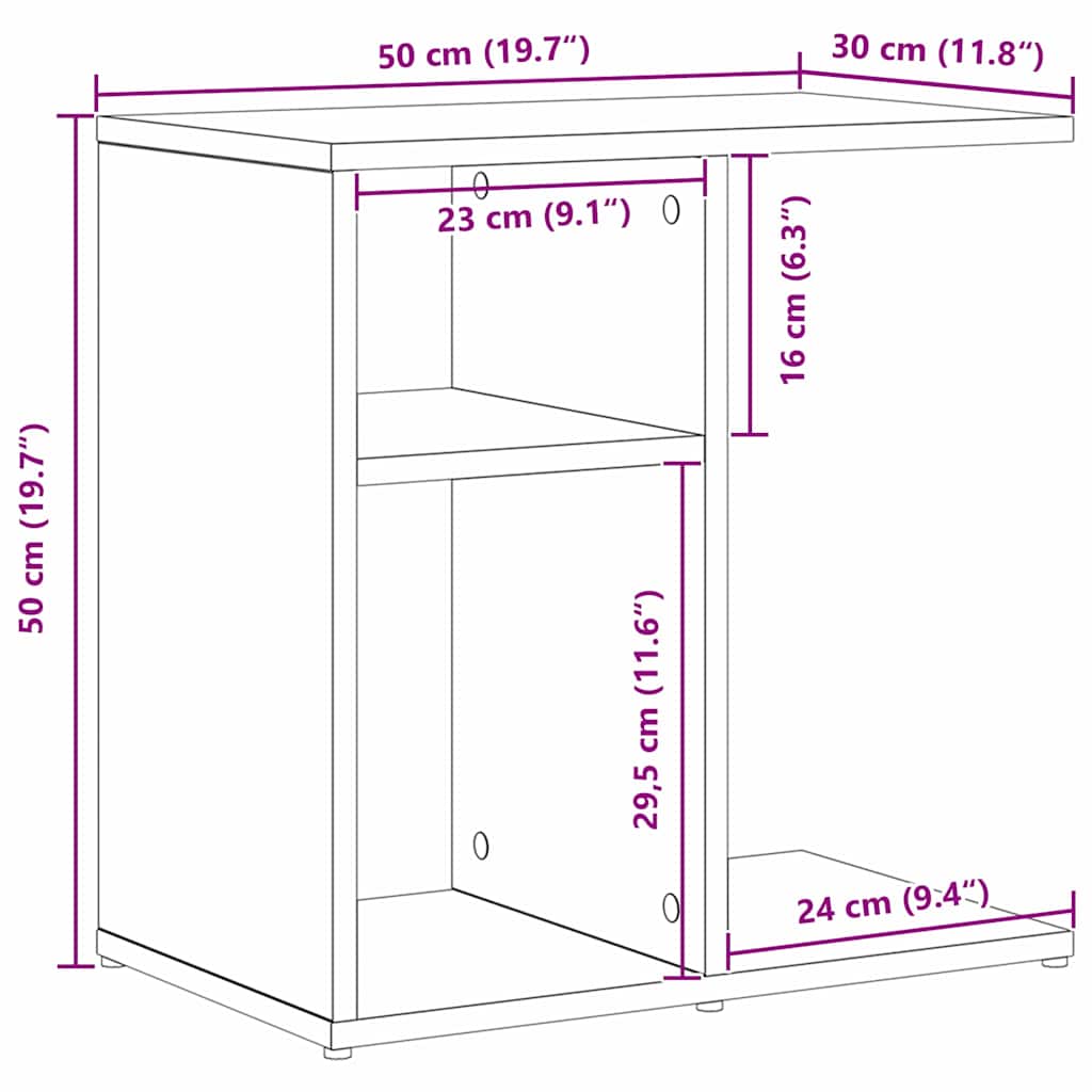Bocni stol Crni hrast 50 x 30 x 50 cm Konstruirano drvo