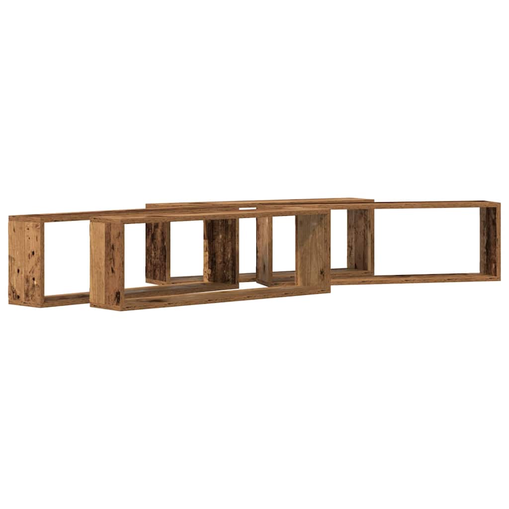 Police na zidu s policom Zidne 4 pcs Staro drvo 80 x 15 x 26 cm