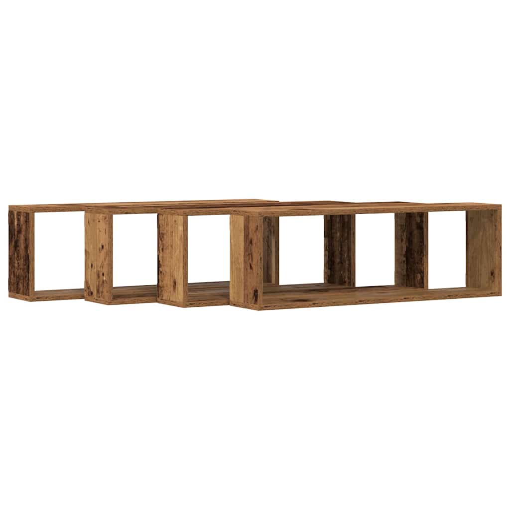 Police na zidu s policom Zidne 4 pcs Staro drvo 80 x 15 x 26 cm