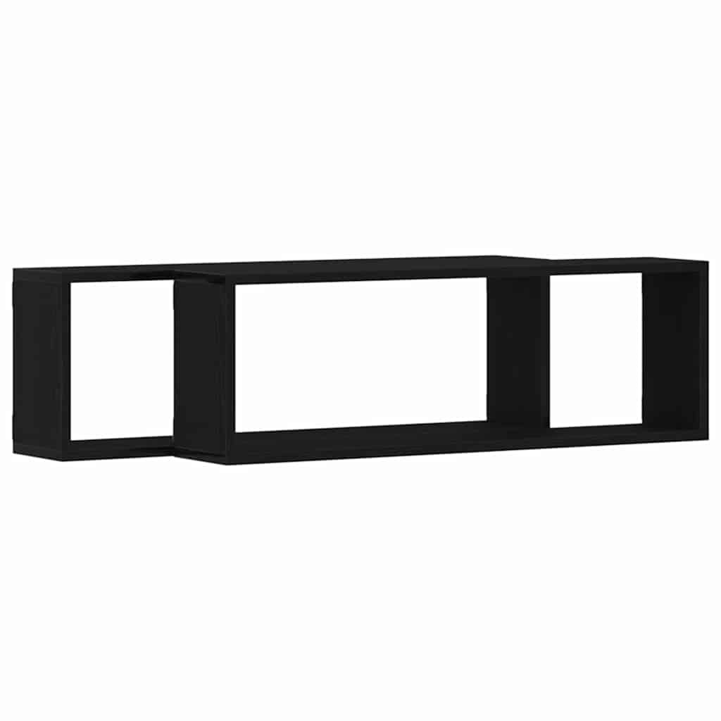 Police na zidu s policom Zidne 2 pcs Crni hrast 80 x 15 x 26 cm