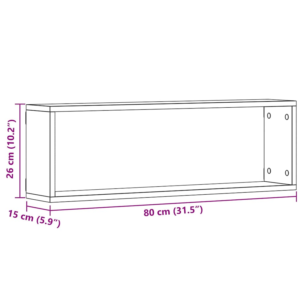 Police na zidu s policom Zidne 2 pcs Crni hrast 80 x 15 x 26 cm