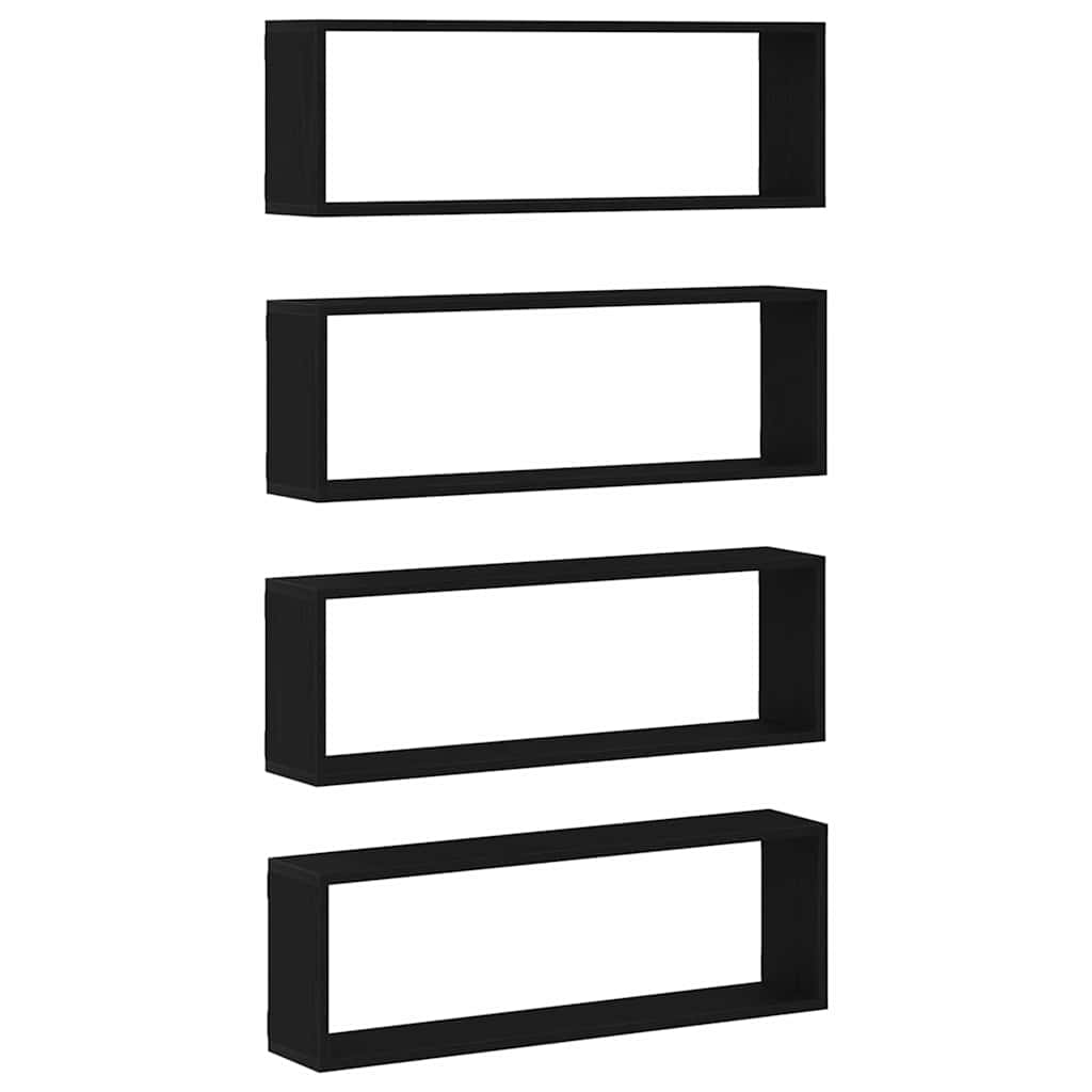 Police na zidu s policom Zidne 4 pcs Crni hrast 80 x 15 x 26 cm