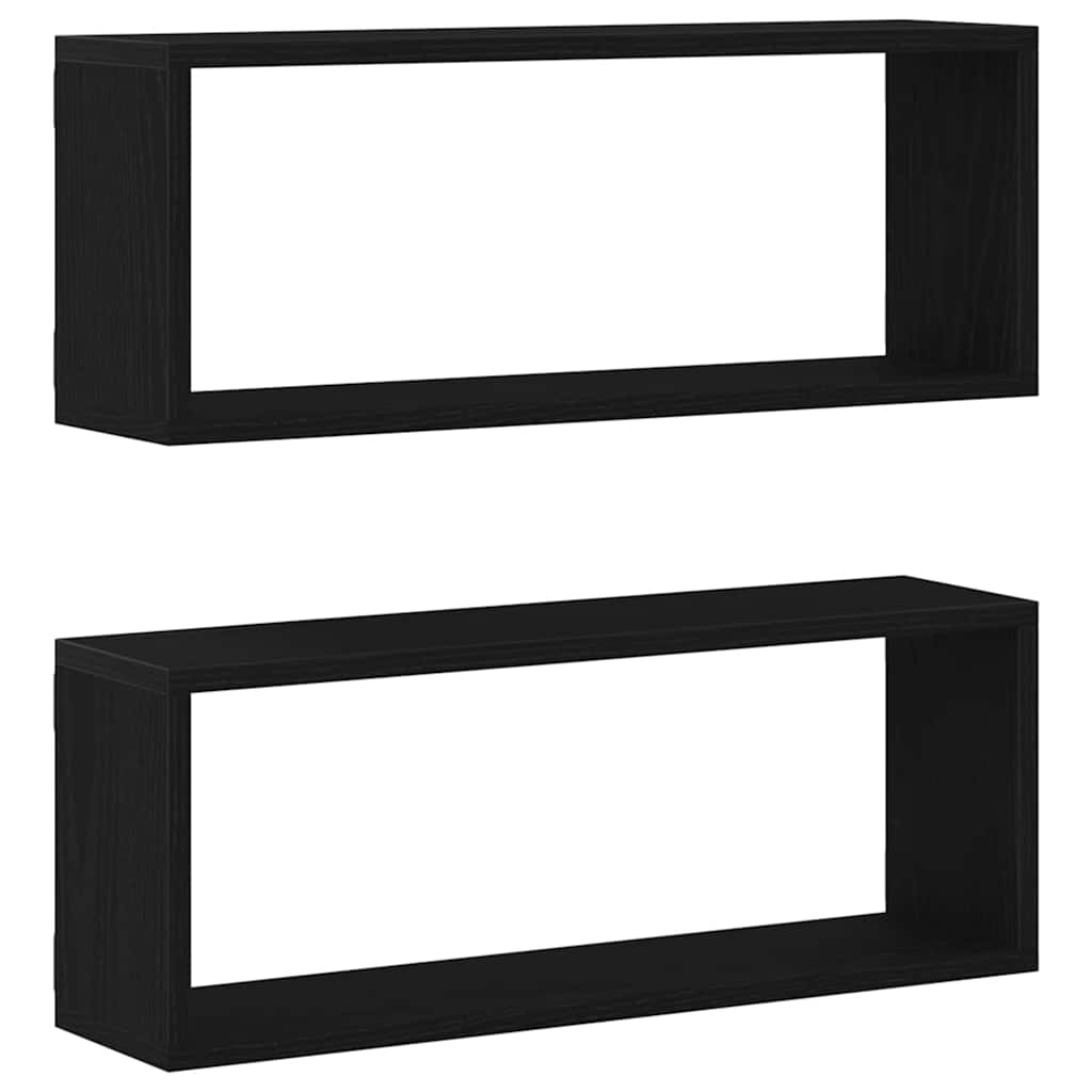 Police na zidu s policom Zidne 2 pcs Crni hrast 60 x 15 x 23 cm