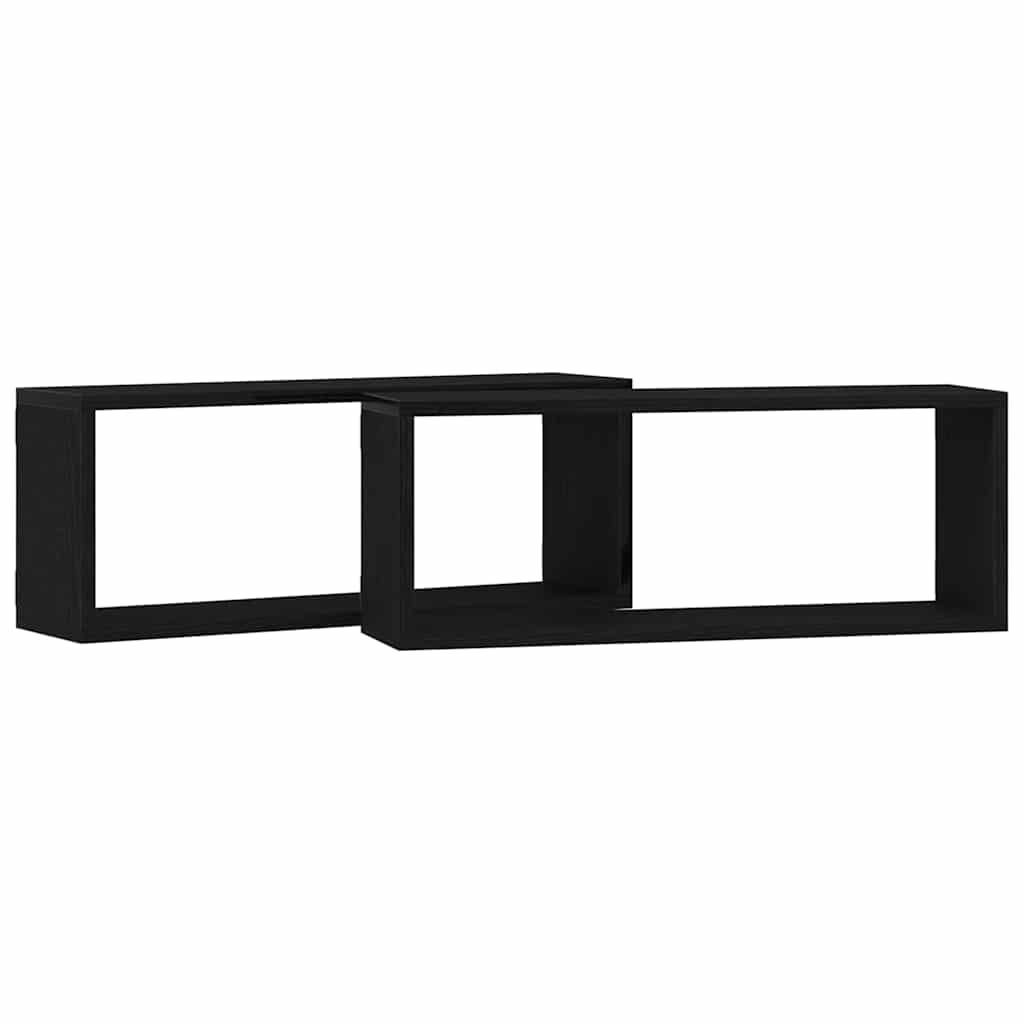 Police na zidu s policom Zidne 2 pcs Crni hrast 60 x 15 x 23 cm