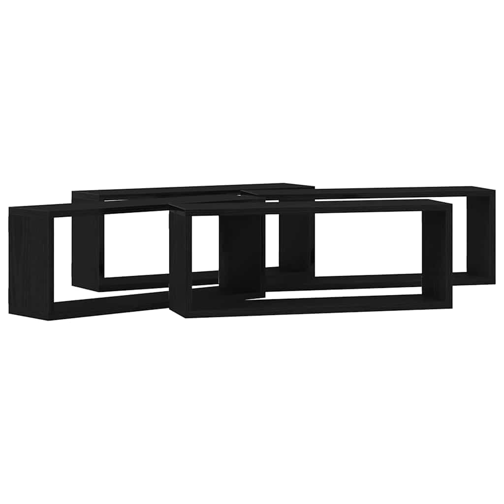 Police na zidu s policom Zidne 4 pcs Crni hrast 60 x 15 x 23 cm