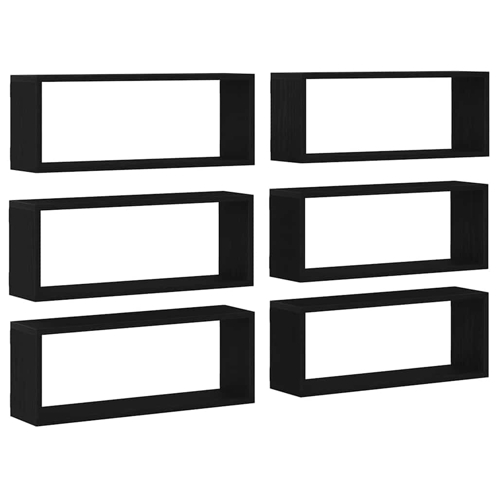Police na zidu s policom Zidne 6 pcs Crni hrast 60 x 15 x 23 cm