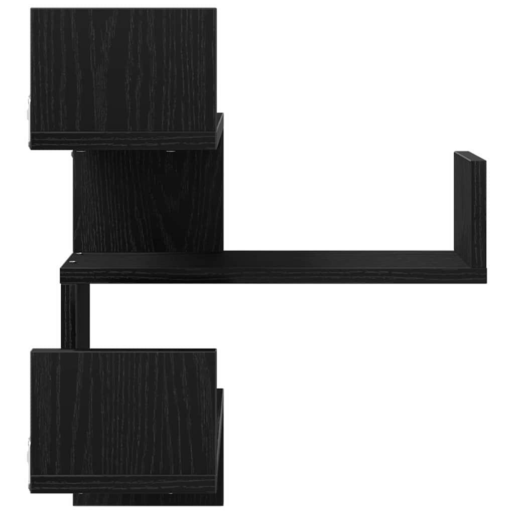 Polica na zidu s policom 2 pcs Crni hrast 40 x 40 x 49,5 cm