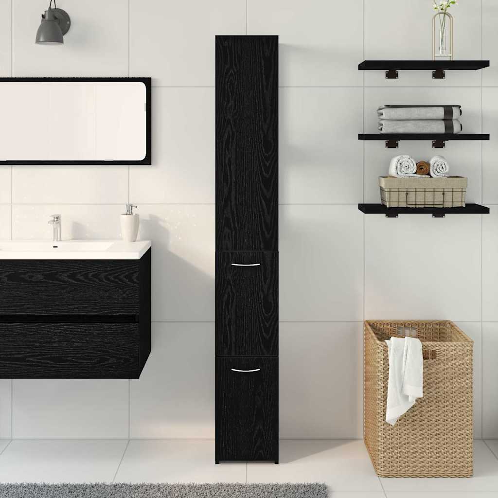Kupaonski ormar Crni hrast 25 x 25 x 170 cm Konstruirano drvo