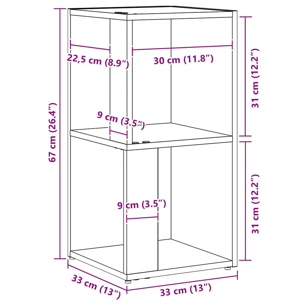 Kutne police Crni hrast 33 x 33 x 67 cm Konstruirano drvo