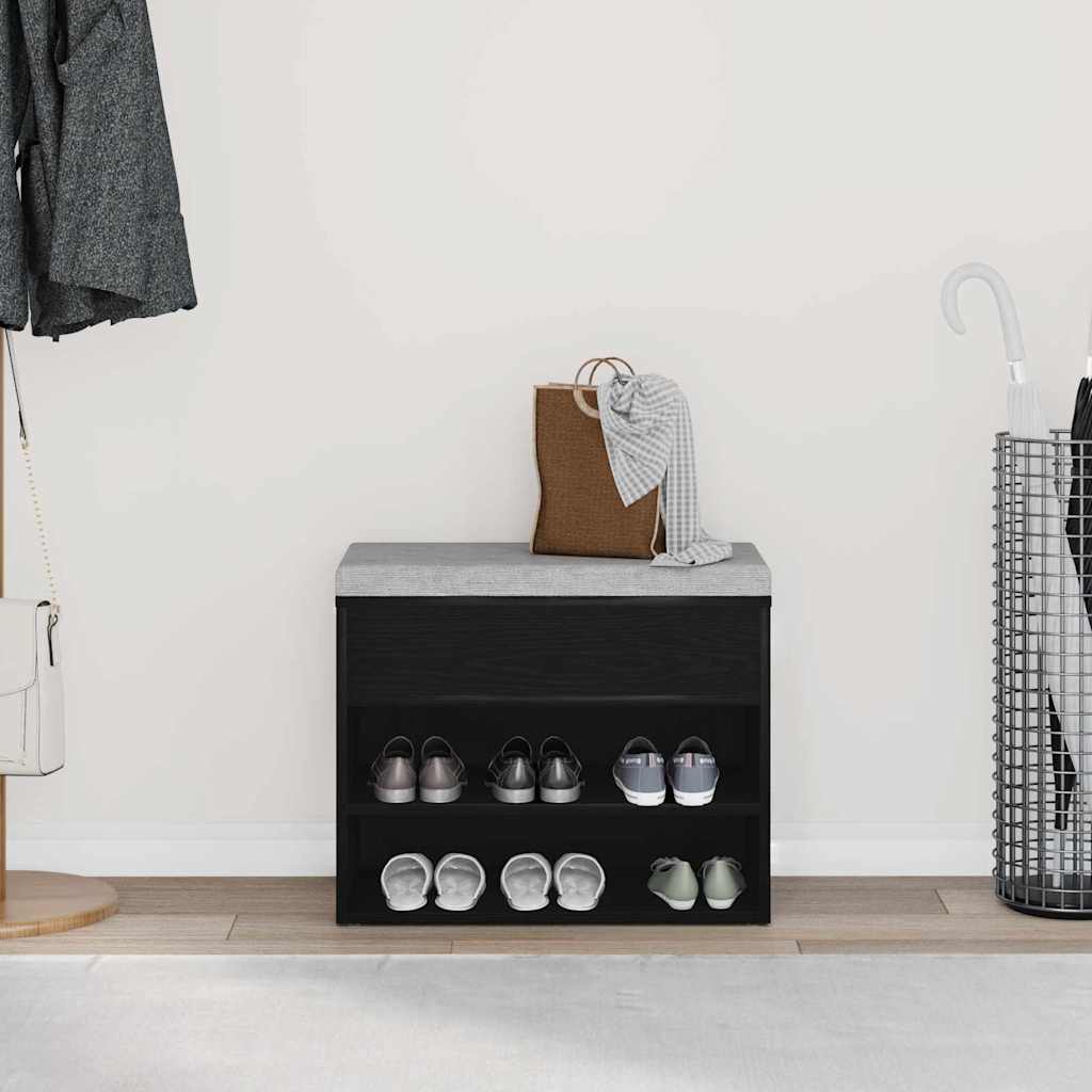 Klupa za cipele Crni hrast 60 x 30 x 45 cm Konstruirano drvo