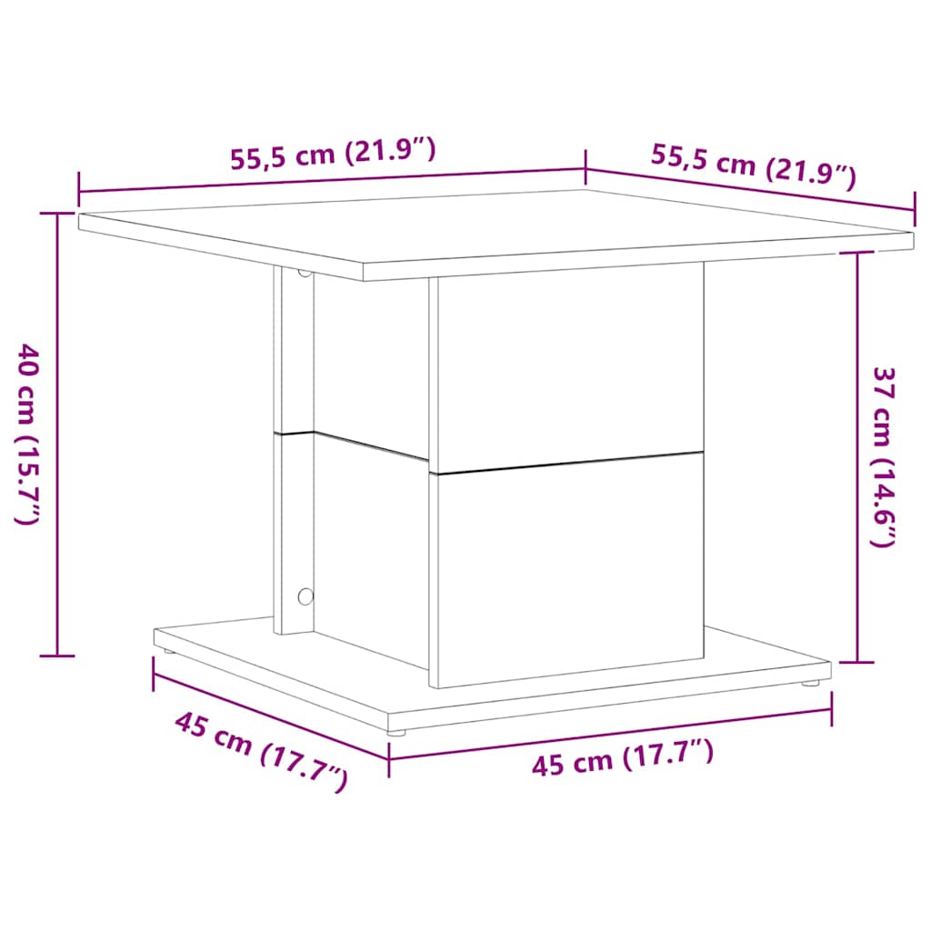 Kava Stol Crni hrast 55,5 x 55,5 x 40 cm Konstruirano drvo