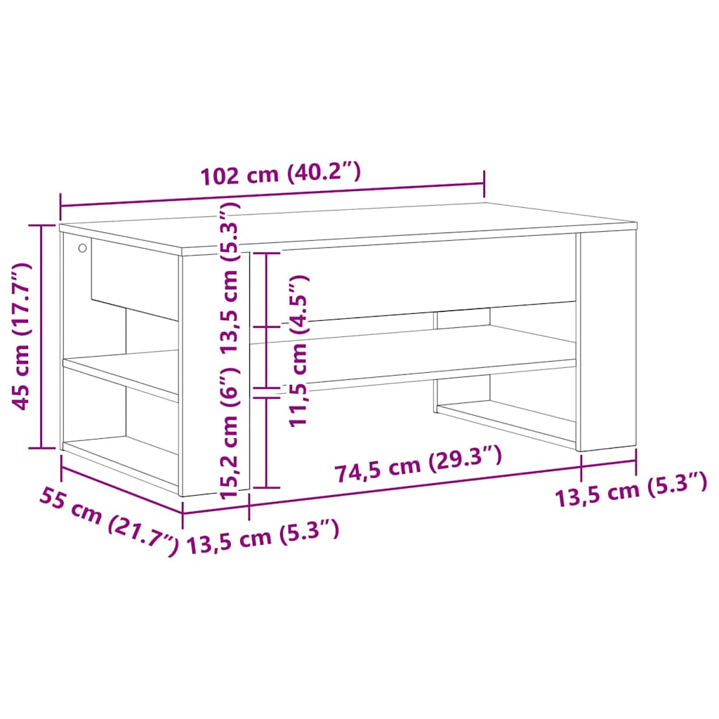 Kava Stol Umjetnički hrast 102 x 55 x 45 cm Konstruirano drvo