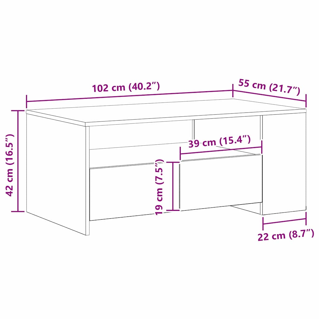 Kava Stol Crni hrast 102 x 55 x 43,5 cm Konstruirano drvo