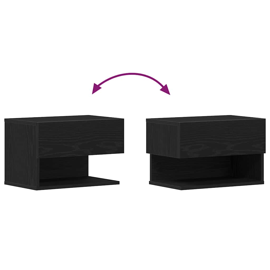 Noćni ormar 2 pcs Crni hrast 46 x 30 x 30 cm Konstruirano drvo