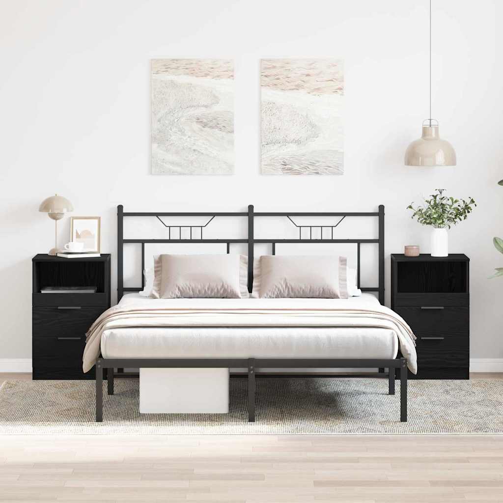 Noćni ormar 2 pcs Crni hrast 40 x 35 x 65 cm Konstruirano drvo