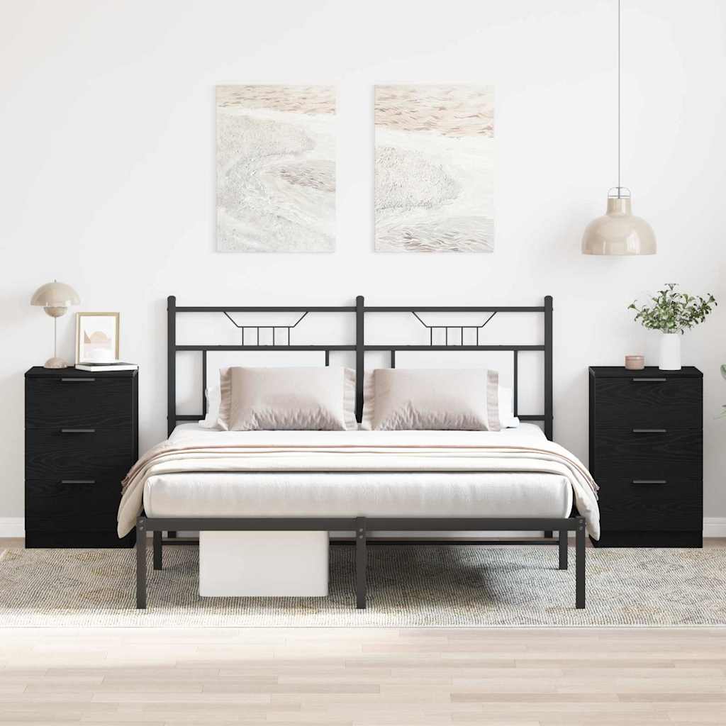 Noćni ormar 2 pcs Crni hrast 40 x 65 x 65 cm Konstruirano drvo