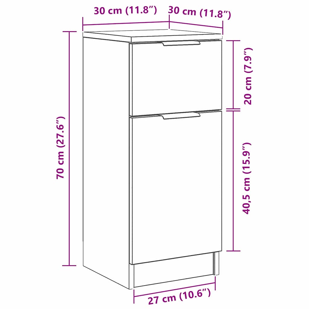 Kreveta s ladicama Crni hrast 30 x 30 x 70 cm Konstruirano drvo