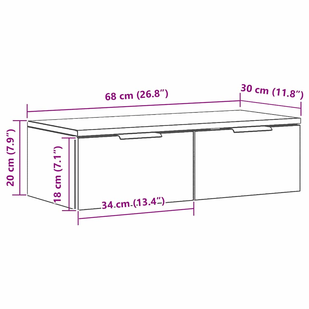 Ormar za Zid Zidne Crni hrast 68 x 30 x 20 cm Konstruirano drvo