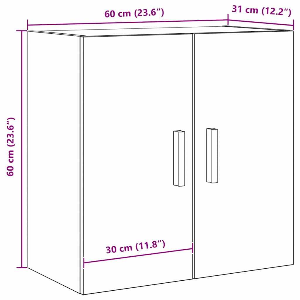Ormar za Zid Zidne Crni hrast 60 x 30 x 60 cm Konstruirano drvo