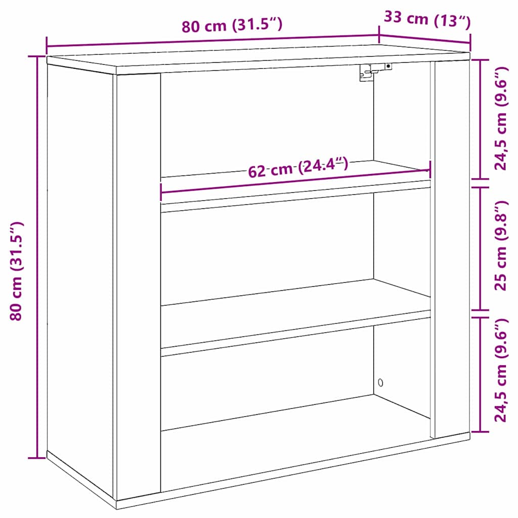 Ormar za Zid Zidne Crni hrast 80 x 33 x 80 cm Konstruirano drvo