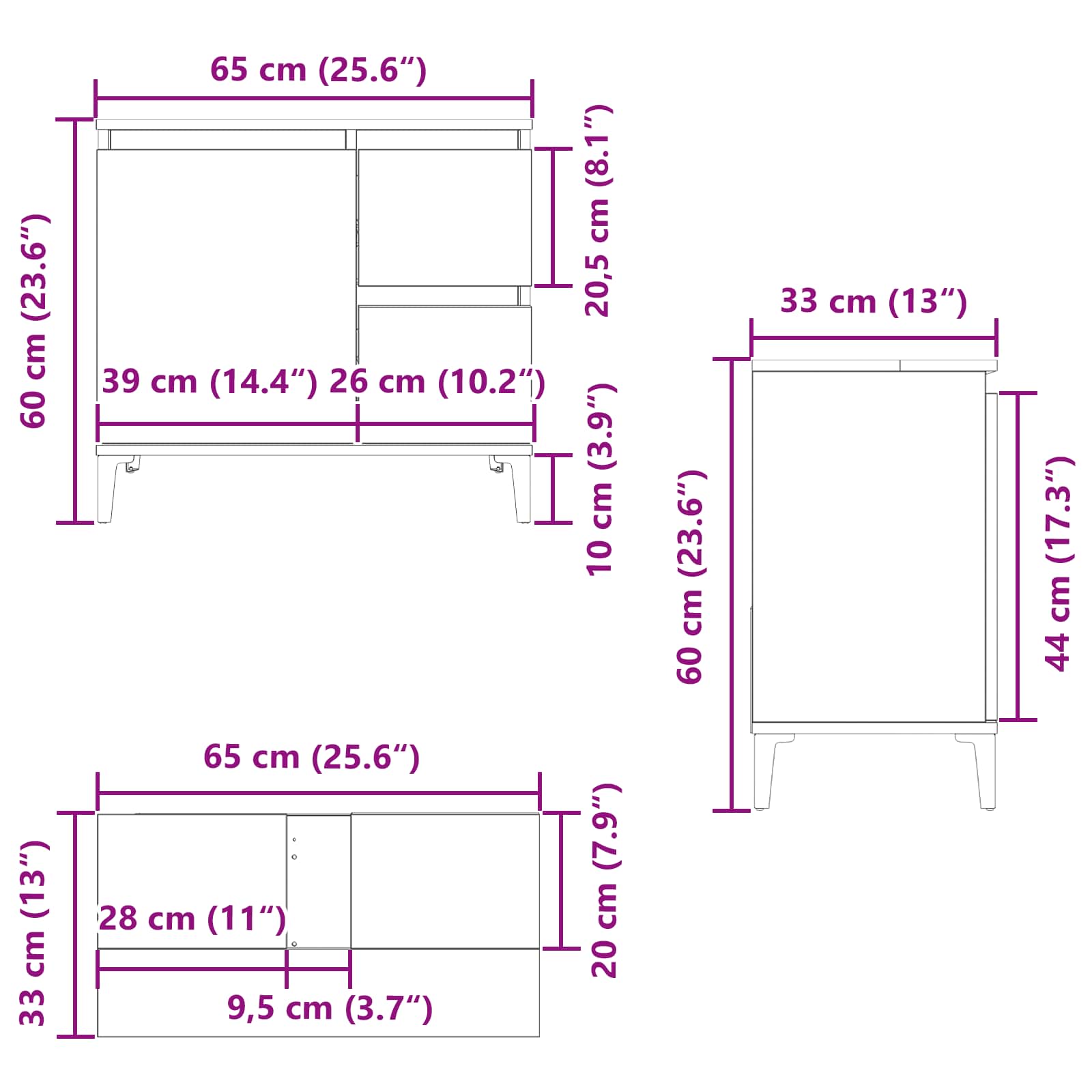Kupaonski ormar Crni hrast 65 x 33 x 60 cm Konstruirano drvo