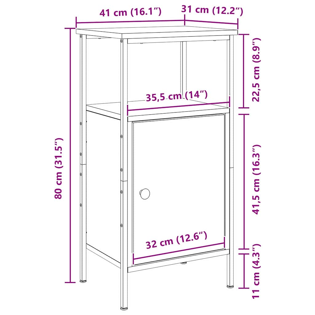 Noćni ormar 2 pcs Crni hrast 41 x 31 x 80 cm Konstruirano drvo