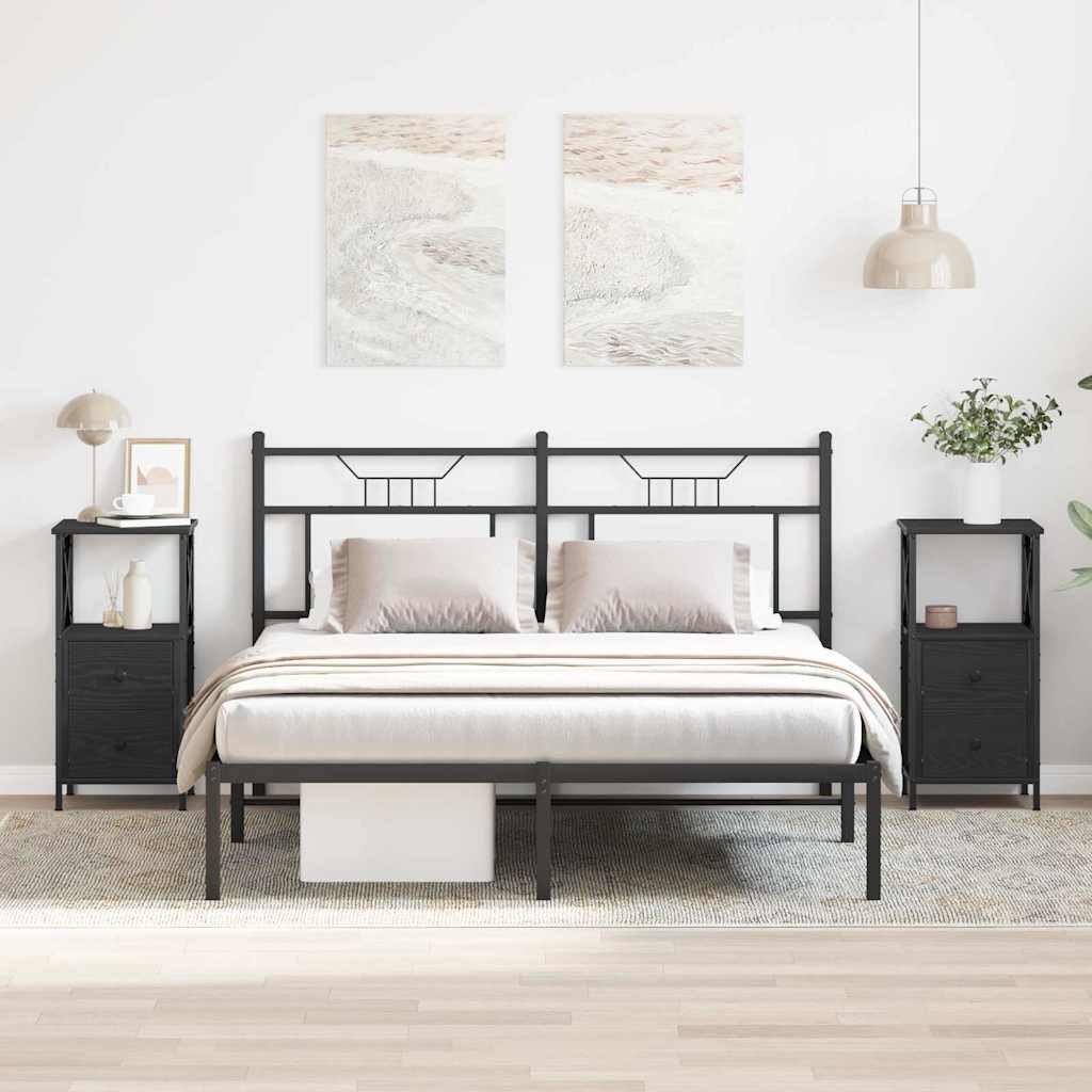 Noćni ormar s ladicama 2 pcs Crni hrast 34 x 35,5 x 70 cm