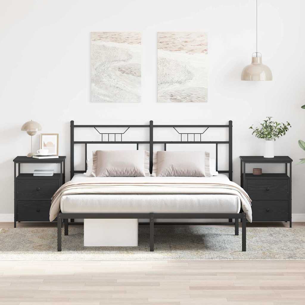 Noćni ormar s ladicama 2 pcs Crni hrast 34 x 35,5 x 50 cm