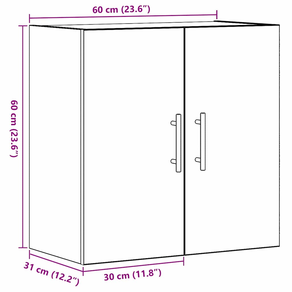 Kabinetski zidni Crni hrast 60 x 31 x 70 cm Konstruirano drvo